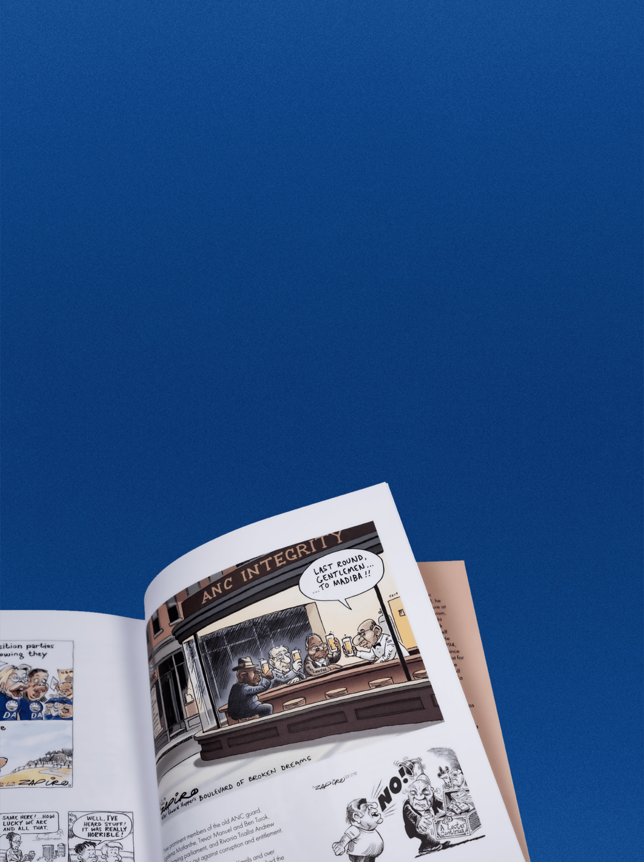 Photo of digital colouring for Zapiro's 'ANC Integrity Madiba tribute' cartoon in Democrazy by Roberto Millan & millantv.