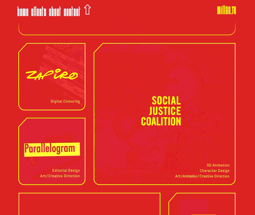 millan.tv portfolio website preloader animation user journey from homepage to individual portfolio pages by Roberto Millan.