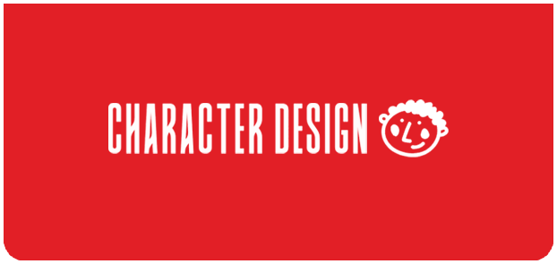 Character Design home page portfolio menu hover tile in colour.